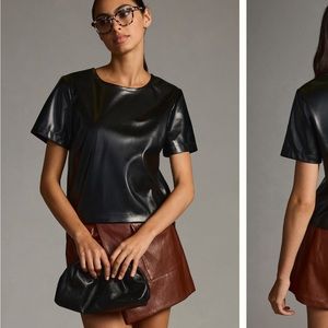 Anthropologie Vegan Leather Top